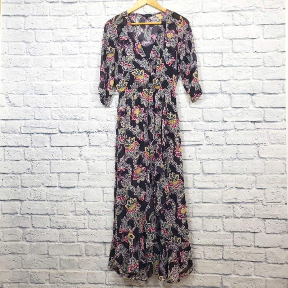 Banana Republic floral printed maxi wrap dress